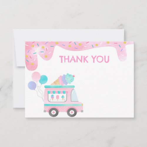 Ice Cream Truck Birthday Party Thank You Cards