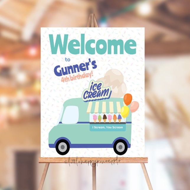 Ice Cream Truck Birthday Welcome Sign Foam Boards (Creator Uploaded)