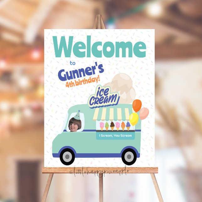 Ice Cream Truck Birthday Welcome Sign Foam Boards (Creator Uploaded)