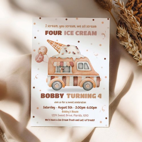 Ice Cream Truck Boy Birthday Invite