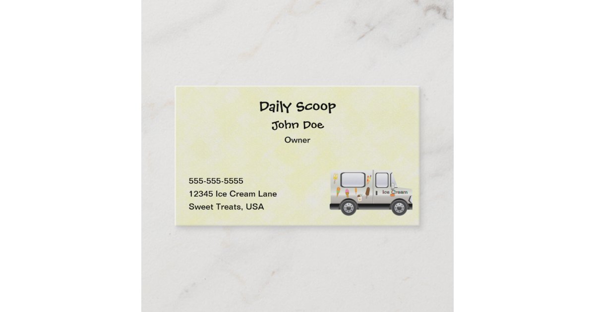 Ice Cream Truck Business Card Zazzle