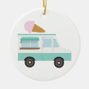 Ice Cream Truck Ceramic Ornament