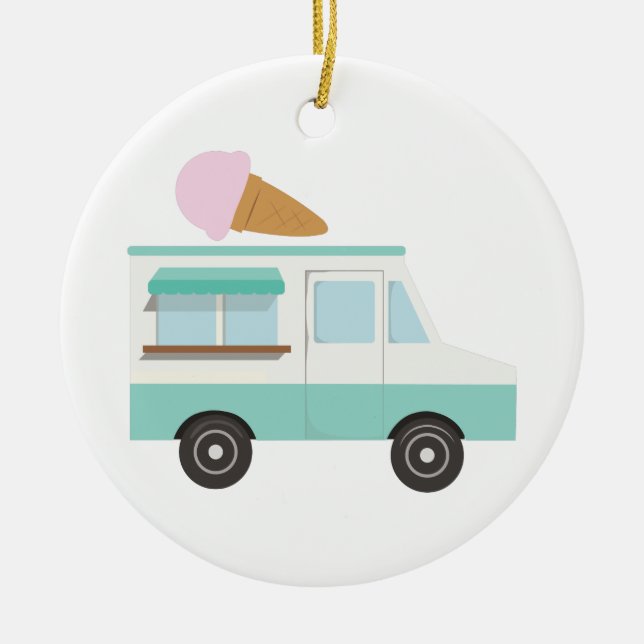 Ice Cream Truck Ceramic Ornament (Front)