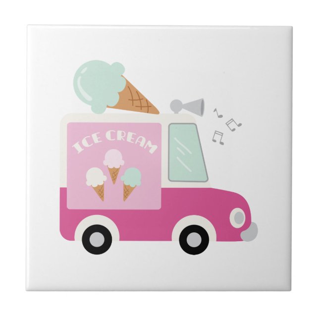 Ice Cream Truck Ceramic Tile (Front)