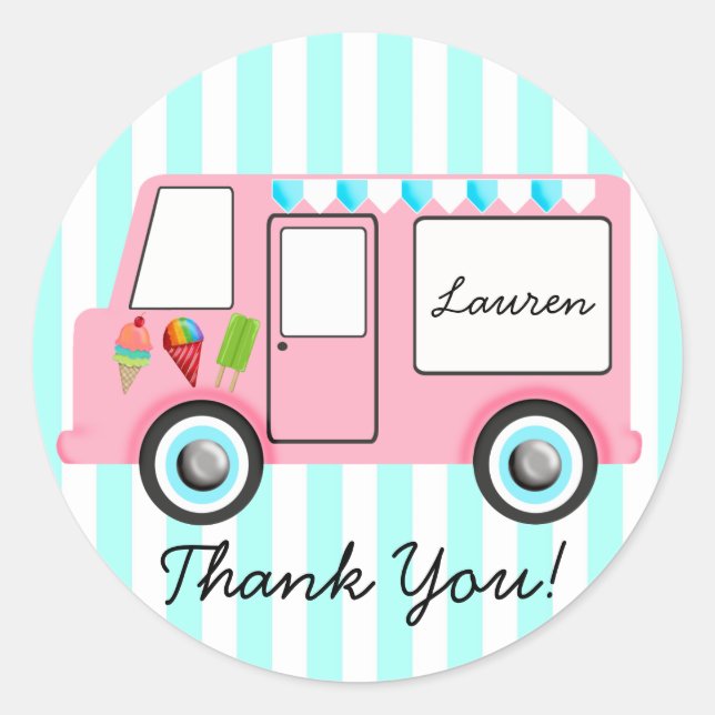 Ice Cream Truck Classic Round Sticker (Front)