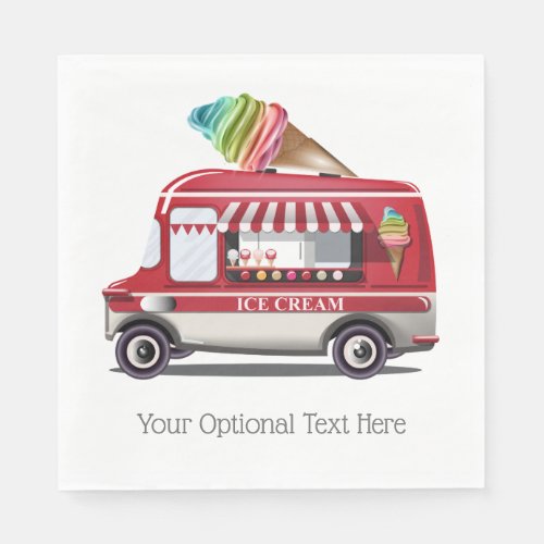 Ice Cream Truck custom text paper napkins