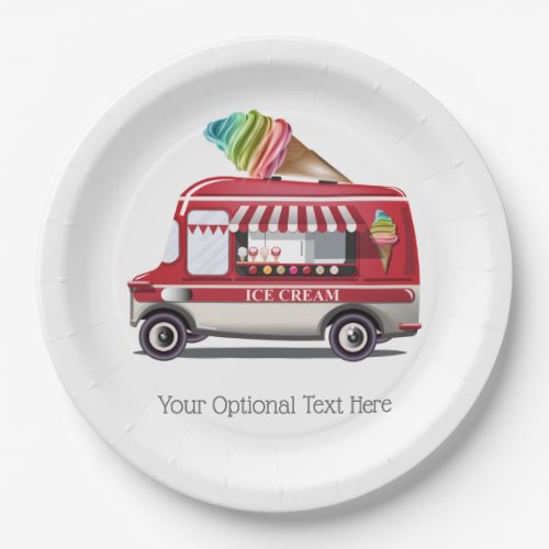 Ice Cream Truck custom text paper plates