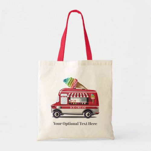 Ice Cream Truck custom text tote bags