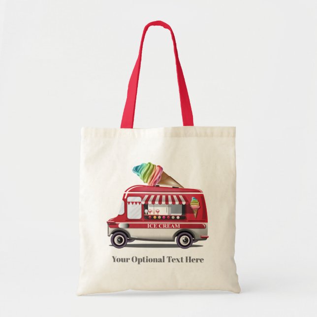 Ice Cream Truck custom text tote bags (Front)