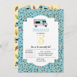 Ice Cream Truck Design Birthday Party Invitation