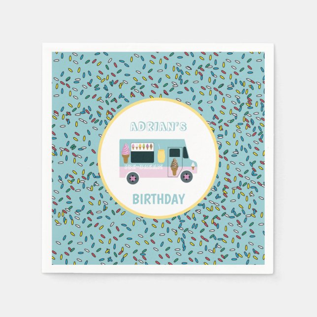 Ice Cream Truck Design Birthday Party   Napkins (Front)
