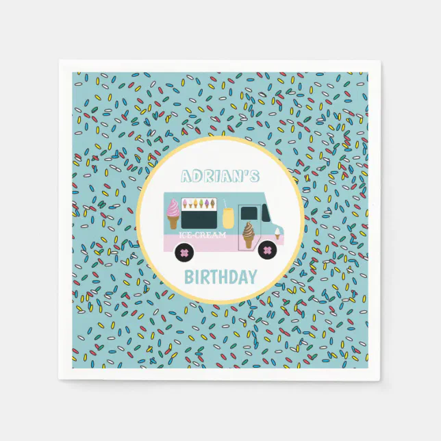 Ice Cream Truck Design Birthday Party Napkins Zazzle