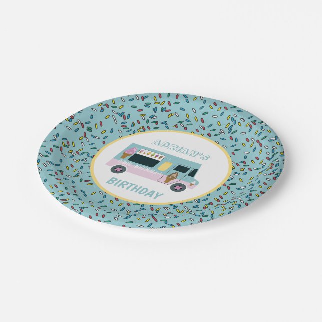 Ice Cream Truck Design Birthday Party  Paper Plates (Angled)