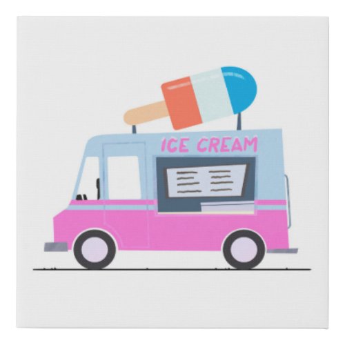 Ice Cream Truck Faux Canvas Print