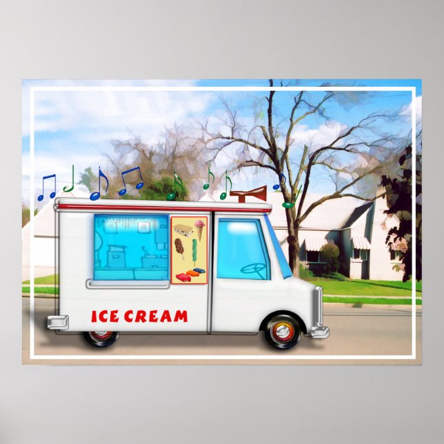 Ice Cream Truck in the Street Poster (Front)