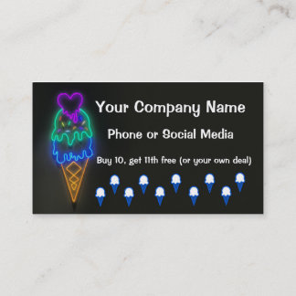 Ice Cream Truck Loyalty Punch Card Business Cards