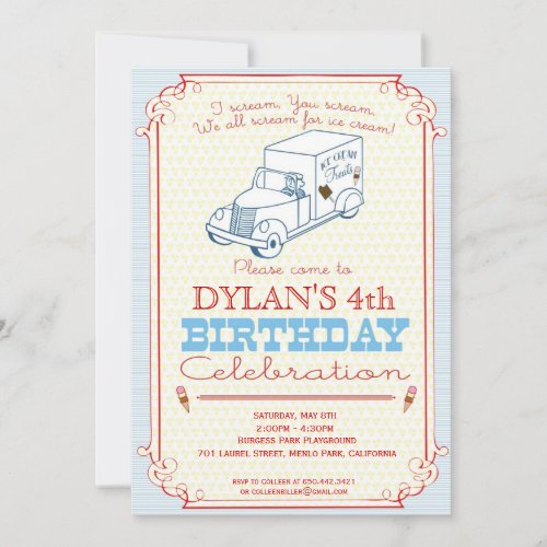 Ice Cream Truck Party Invitation