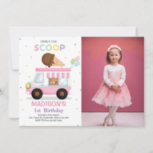 Ice Cream Truck Photo Birthday Invitation
