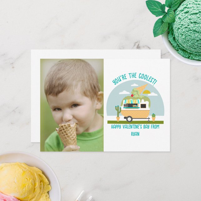 Ice Cream Truck Photo Green Classroom Valentine Card (Creator Uploaded)
