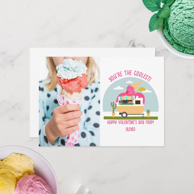 Ice Cream Truck Photo Kids Classroom Valentine Card (Creator Uploaded)