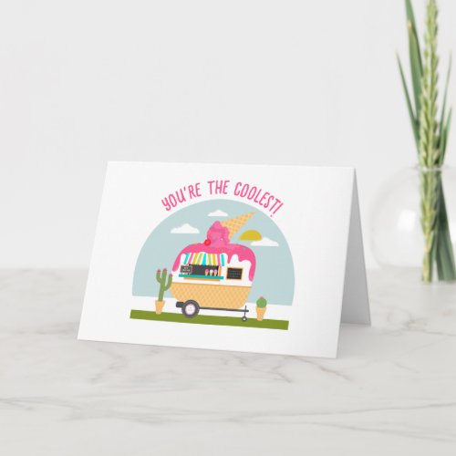 Ice Cream Truck Pink Classroom Valentine Card