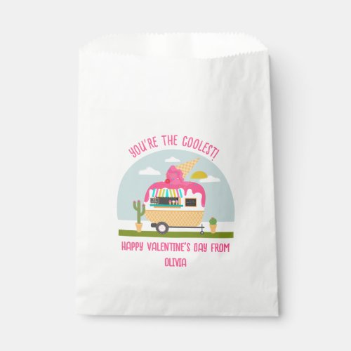 Ice Cream Truck Pink Classroom Valentine  Favor Bag