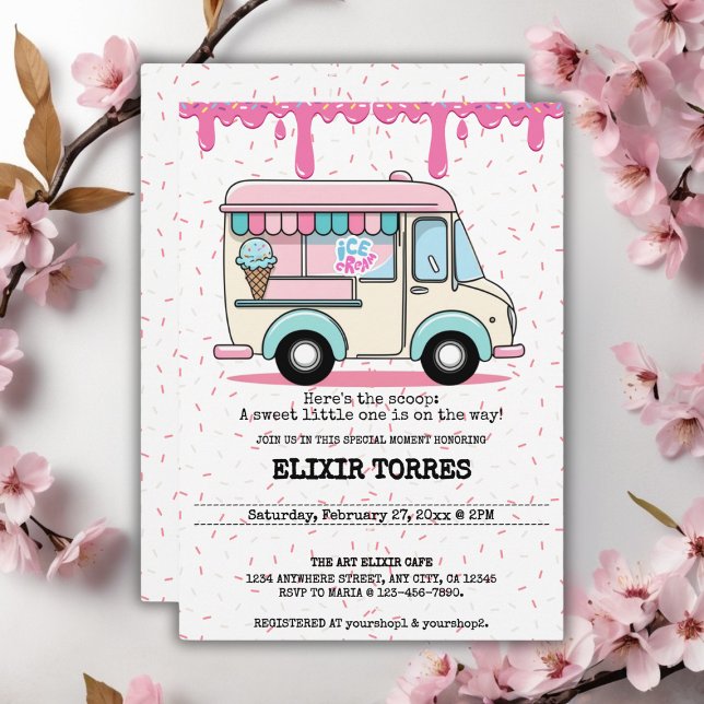 Ice Cream Truck Scoop Sprinkles Baby Shower Invitation (Creator Uploaded)