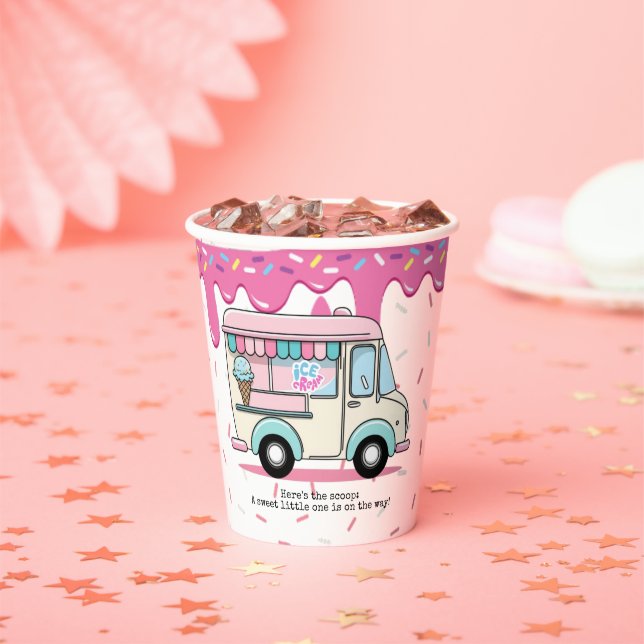 Ice Cream Truck Scoop Sprinkles Baby Shower Paper Cups (Insitu)