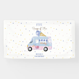 Ice cream truck Scoops of fun kids birthday Banner