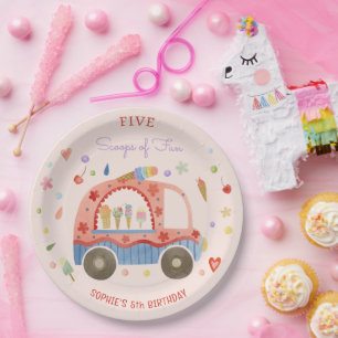 Ice cream truck Scoops of fun kids birthday Paper Plates