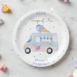 Ice cream truck Scoops of fun kids birthday Paper Plates