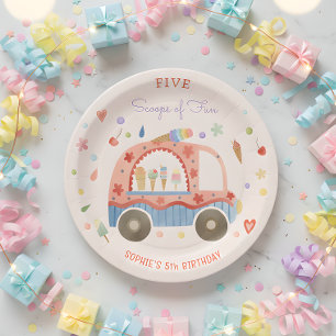 Ice cream truck Scoops of fun kids birthday Paper Plates
