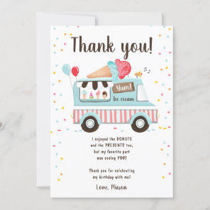 Ice Cream Truck Sweet Time Boy Blue Thank You Card