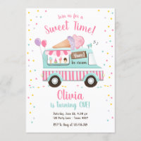 Ice Cream Truck Sweet Time Pink Girl Birthday