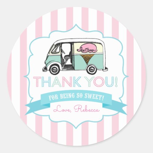 Ice Cream Truck Thank You Stickers