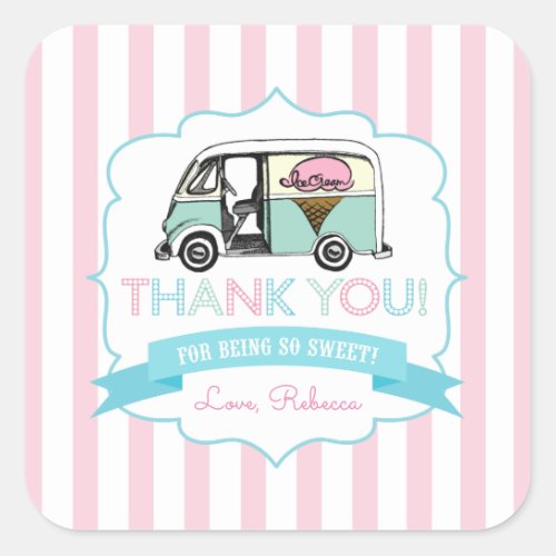 Ice Cream Truck Thank You Stickers