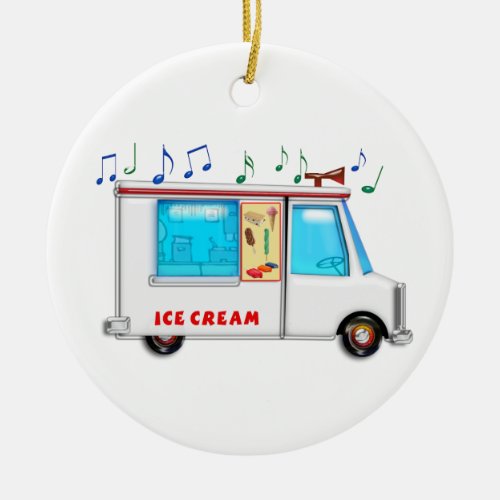 Ice Cream Truck with Music Ceramic Ornament