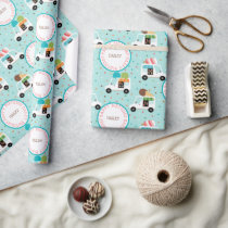 Ice Cream Trucks Happy Birthday Personalized Wrapping Paper