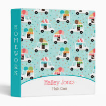 Ice Cream Trucks Sprinkles Girls Personalized 3 Ring Binder