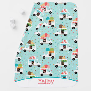 Ice Cream Trucks  Sprinkles Girls Personalized Baby Blanket