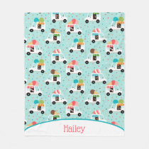 Ice Cream Trucks  Sprinkles Girls Personalized Fleece Blanket
