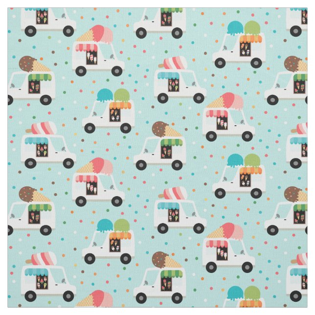 Ice Cream Trucks Sprinkles Girls Pretty Fabric (Swatch)
