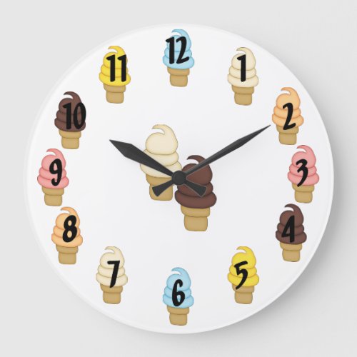 Ice Cream Twist Cones Large Clock