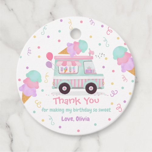 Ice Cream Two Sweet 2nd Birthday Party Gift Favor Tags