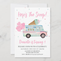 Ice cream Van Here's the Scoop 1st Birthday