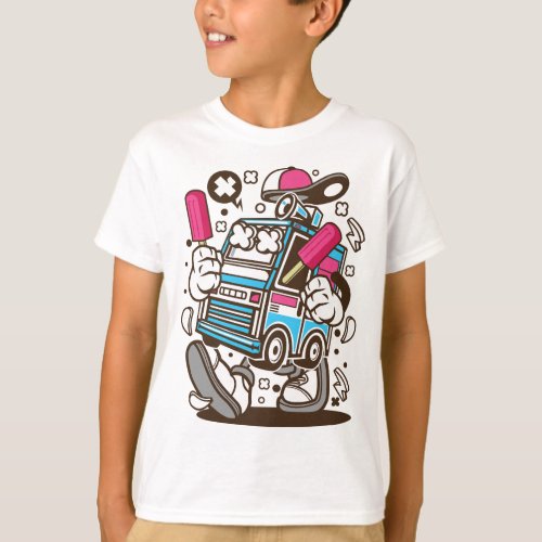 Ice Cream Van Truck Cone Retro Support Your Local  T_Shirt