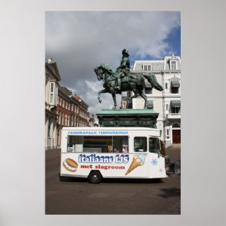 Ice cream vendor and statue poster