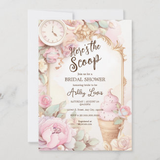 Ice cream vintage blush ice cream bridal invitation