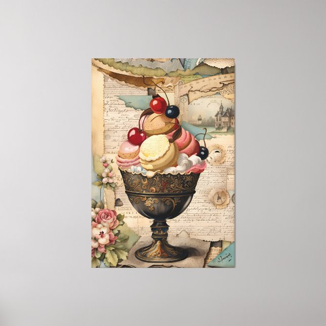 Ice cream Vintage Collage  Canvas Print (Front)