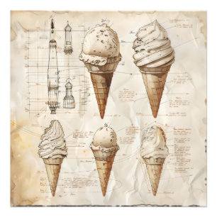 Ice Cream Vintage Diagram Photo Print
